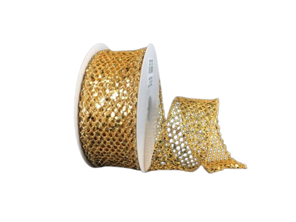 GOLD MEGA GLITTER NET, 1.5''X10Y