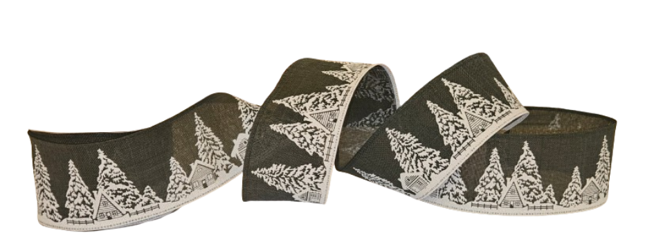 HNTR LIN/IVORY CABINS-TREES 2.5"X10Y