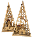 C11.5"H B/O LIGHTED WOOD FOREST SCENE TABLE DECOR, 2 ASST