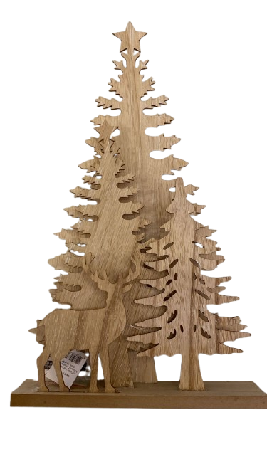 17"H B/O LIGHTED LASER CUT TREE TABLETOP DECOR