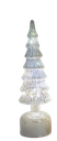  13"H B/O LIGHTED ROTATING GLITTERED GLASS CHRISTMAS TREE