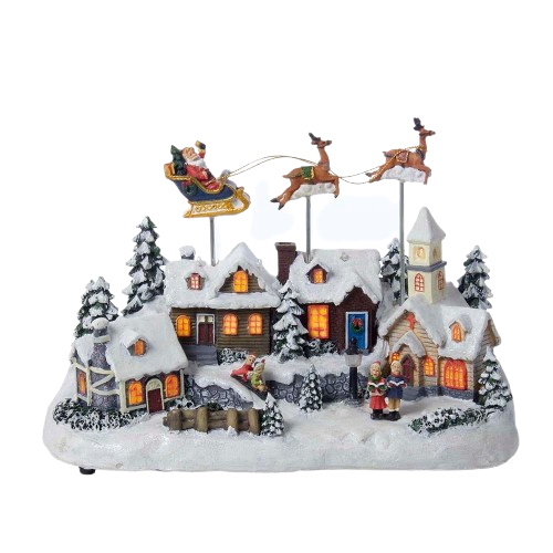 12"B/O MSCL LED VILLAG W/SANTA