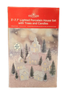 3-7.7"BATTERY OPERATED LIGHTED PORCELAIN TREES HOUSE & CANDLES 24PC