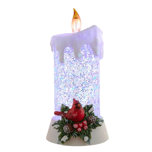8.5" BATTERY OPERATED COLOR CHANGING LED LIGHTED CARDINAL CANDLE WATER