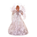 18"WHITE AND SILVER FIBER-OPTIC LED ANGEL TREETOP