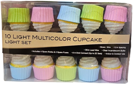 12" UL 10/L MULTICOLOR CUPCAKE LIGHT SET