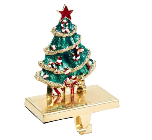 ZINC CHRISTMAS TREE STOCKING HANGER