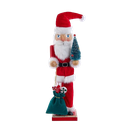 15"WOODEN SANTA W/GIFTS & TREE NUTCRACKER