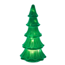 12" GLASS GREEN FLOCKED TREE TABLE PIECE 