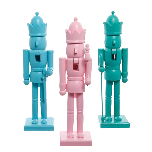 12" GREEN, PINK & BLUE KING NUTCRACKERS / INDIVIDUAL 