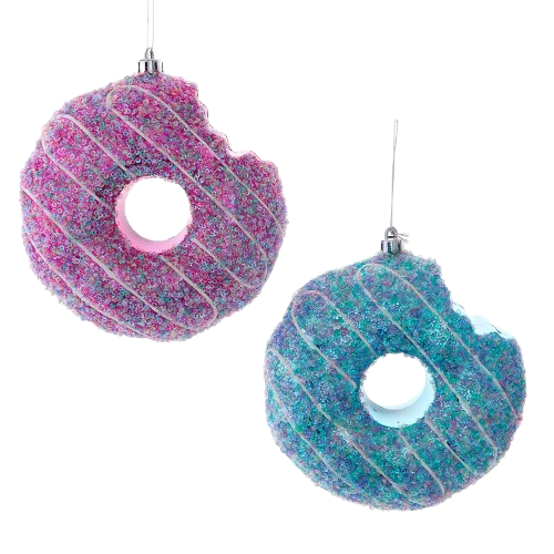 PINK & BLUE DONUT ORNAMETS / INDIVIDUAL 