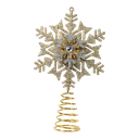 5" CHAMPAGNE GOLD GLITTERED SNOWFLAKE TREETOP