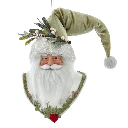 MISTLETOE KISSES SANTA HEAD ORNAMENT
