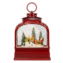 8.5" BATTERY OPERATED USB LED LIGHTED SANTA ON SLEIGH LANTERN WITH SPINNING GLITTER WATER