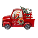 9.5" BATTERY OPERATED USB LED LIGHTED SANTA & CHRISTMAS TREE IN TRUCK WATER GLOBE 