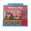 8.375" BATTERY OPERATED USB LED LIGHTED CHRISTMAS SHOP WITH SPINNING GLITER WATER 