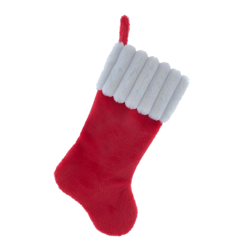 RED FAUX FUR WITH STRIPED WHITE CUFF STOCKING 