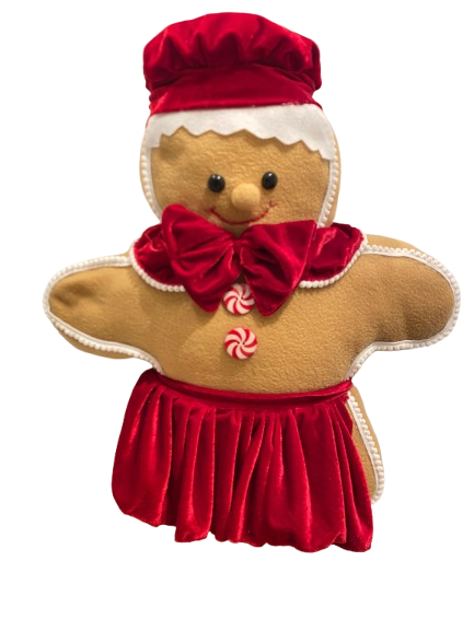 21” GINGERBREAD GIRL CAMEL VESTIDA DE                   TERCIOPELO ROJO. 