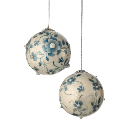 3.5" CAPIZ FLORAL BALL ORNAMENT - INDIVIDUAL