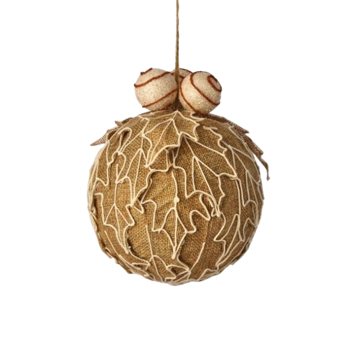 5" SUGAR/SPICE HOLLY BALL ORNAMENT 