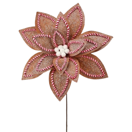 30" SUGAR/SPICE POINSETTIA STEM - BROWN RED WHITE