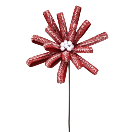 22" SUGAR/SPICE GINGERBREAD LOOP STEM - RED WHITE 