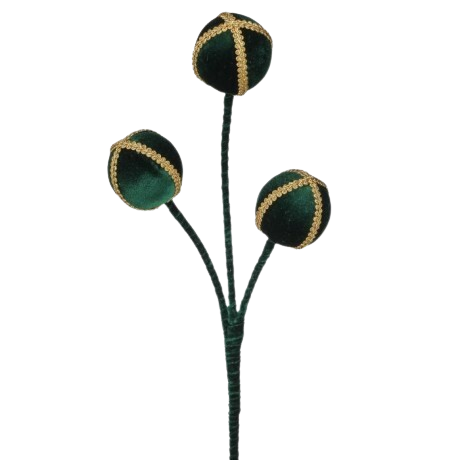 25" TRIPLE VELVET BALL SPRAY - GREEN GOLD