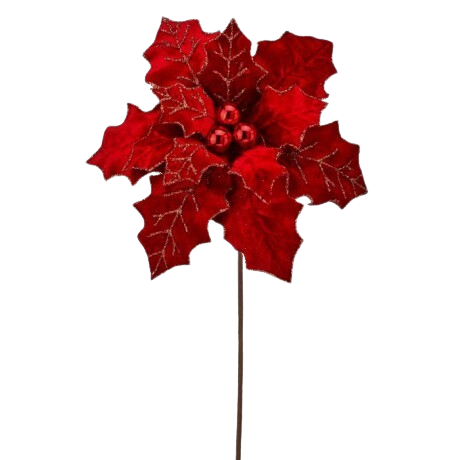 22" ROYALTY POINSETTIA STEM - RED