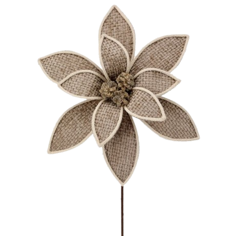 22" FOREST EDGE POINSETTIA STEM - KHAKI