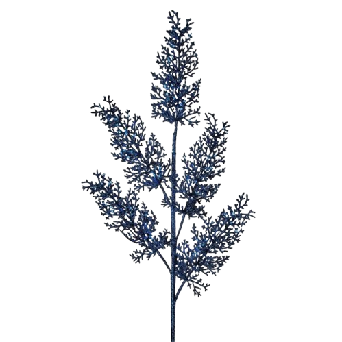 31" SEQUIN CORAL LEAF SPRAY - MIDNIGHT BLUE