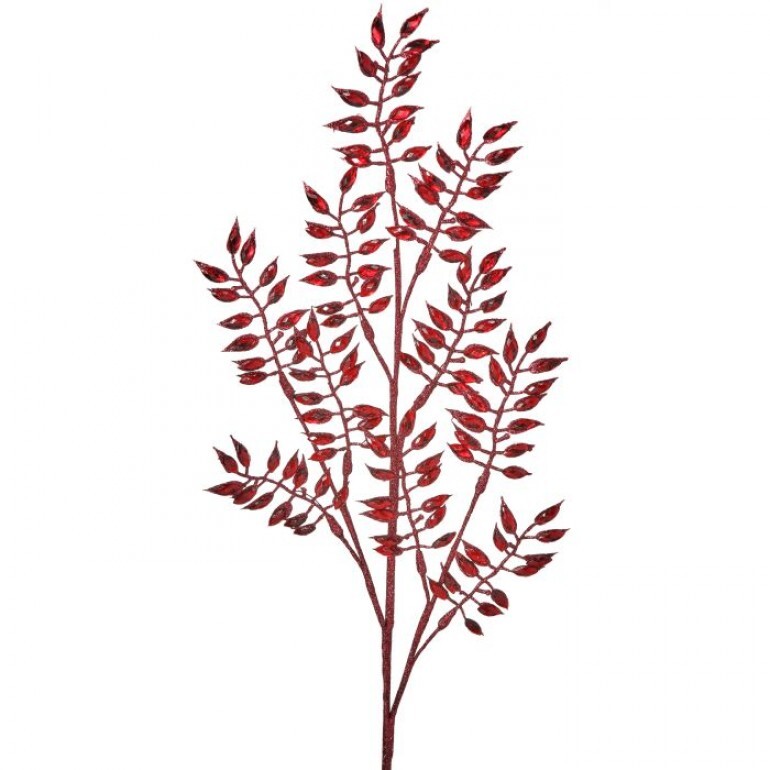 30" METALLIC ACRYLIE LEAVES SPRAY - BURGUNDY