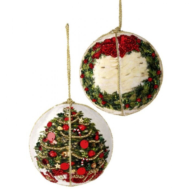 3.5" BOTANICAL W/JEWEL BALL ORNAMENT - INDIVIDUAL