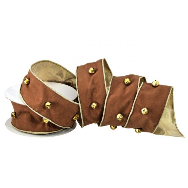 2.5X5Y FAUX SUEDE W/JINGLE BELL RIBBON