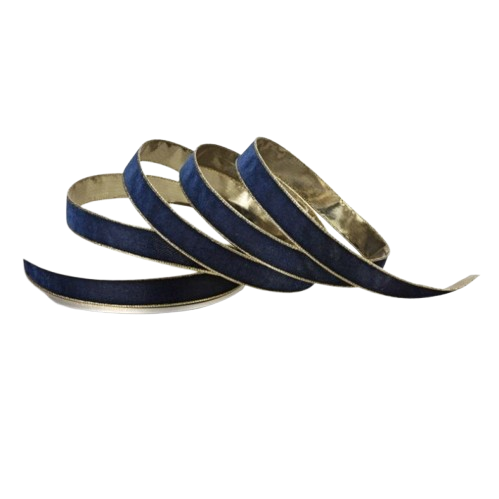 1"X20Y WIRED VELVET RIBBON W/METALLIC EDGE - MIDNIGHT BLUE