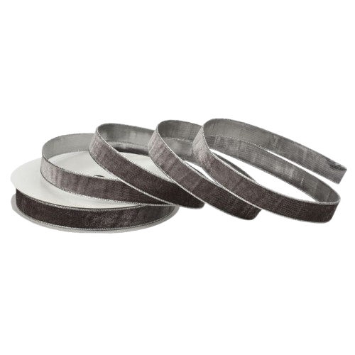1"X20Y WIRED VELVET RIBBON W/METALLIC EDGE - SILVER