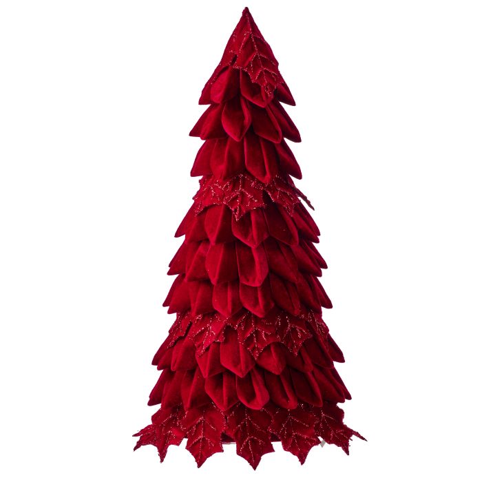 20" VELVET HOLLY LEAF CONE  TREE