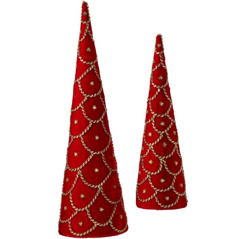 18-24" JEWELED SCALLOPED VLVT CONE TREE - GRANDE