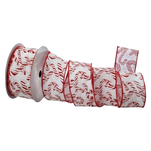 2.5"X20Y CANDY CANE COTTON RIBBON