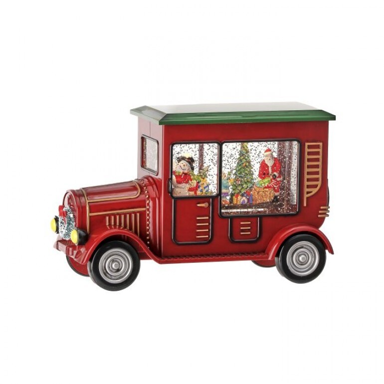 10.5"LED/BTY/TMR USB ANTIQUE CAR WATER GLOBE
