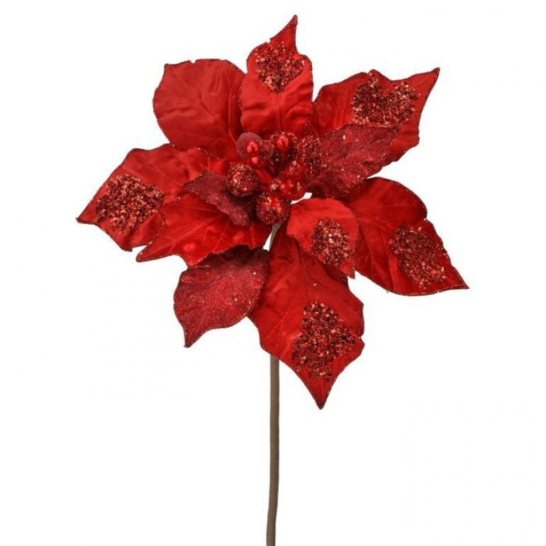 28"T GRANDE GLAMOUR POINSETTIA STEM 18"D - RED