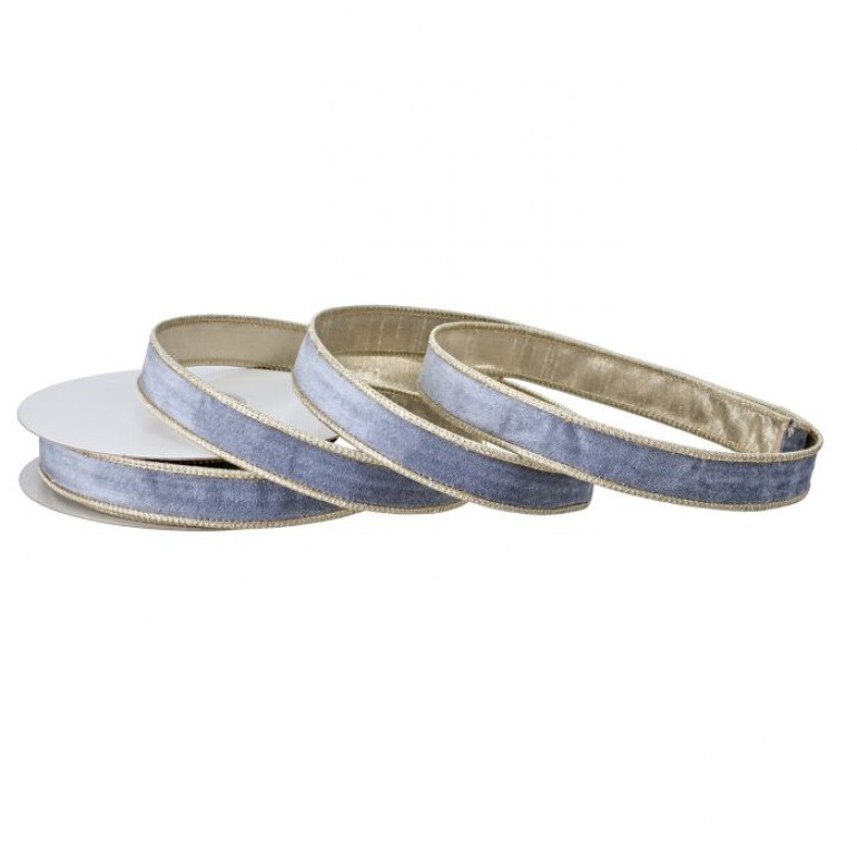 1"X10Y VELVET PASTEL RIBBON W/EDGE - ANTIQUE BLUE