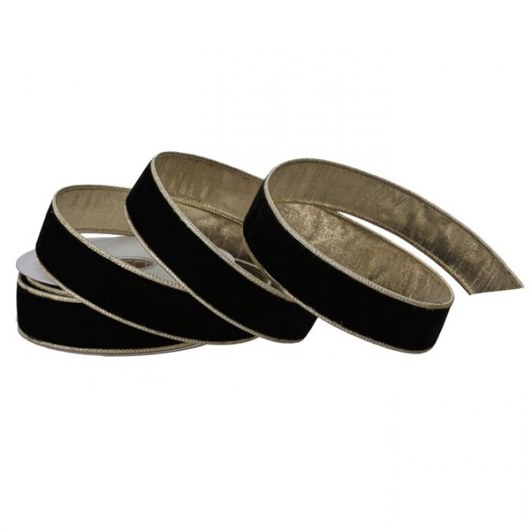 1.5"X10Y  PREMIUM VELVET W/GOLD BLACK