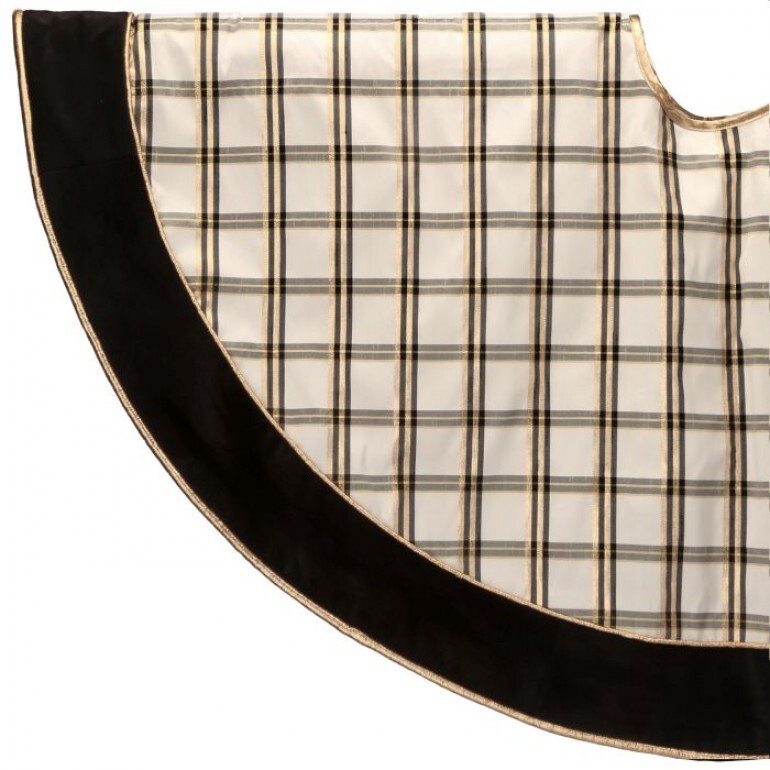 54" DUPION PLAID W/VELVET TREE SKIRT