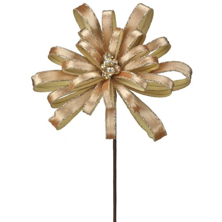 19" GLIITER EDGE PETAL BLOSSOM STEM - CHAMPAGNE