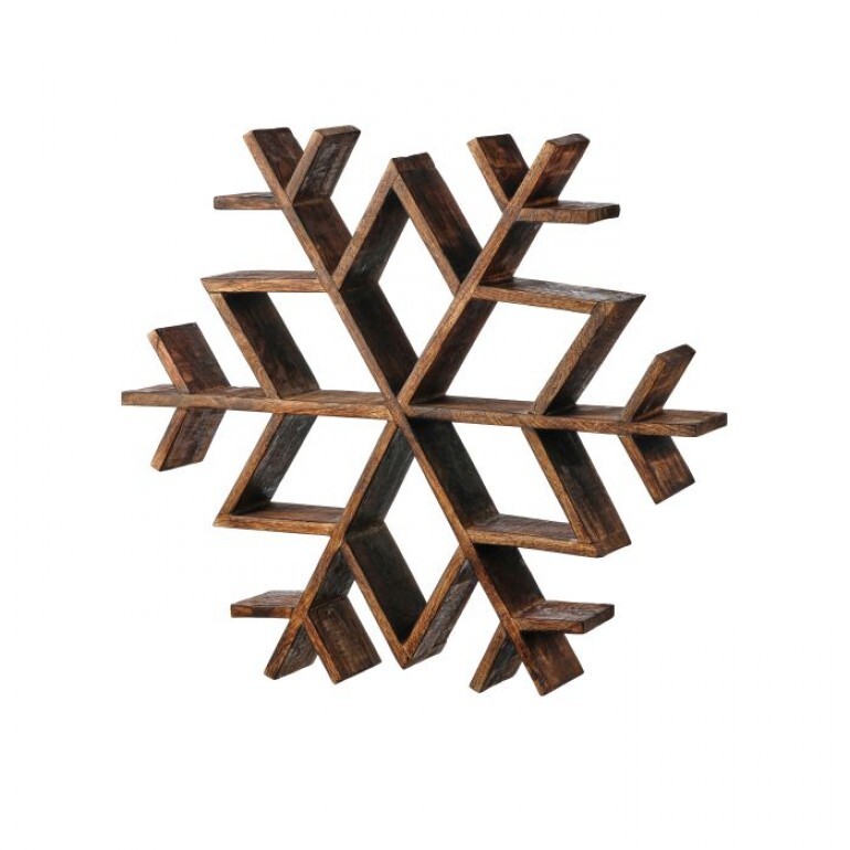 17.5" MANGO WOOD SNOWFLAKE TABLE PIECE