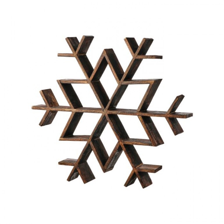 21.5" MANGO WOOD SNOWFLAKE TABLE PIECE