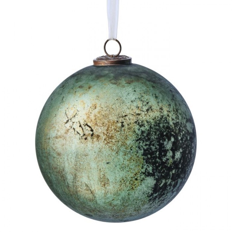 8" ANTIQUE RUSTIC BALL GLASS ORNAMENT