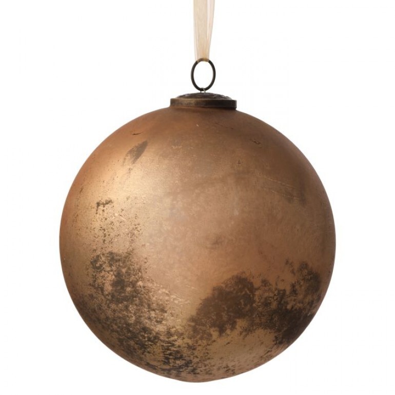 8" ANTIQUE RUSTIC BALL GLASS ORNAMENT