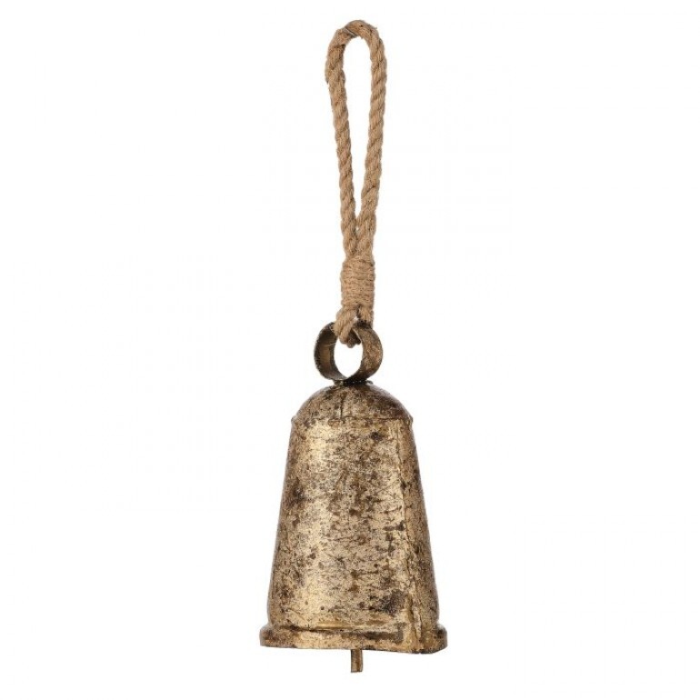 6"BURNT IRON ANTIQUE BELL W/ROPE TIE