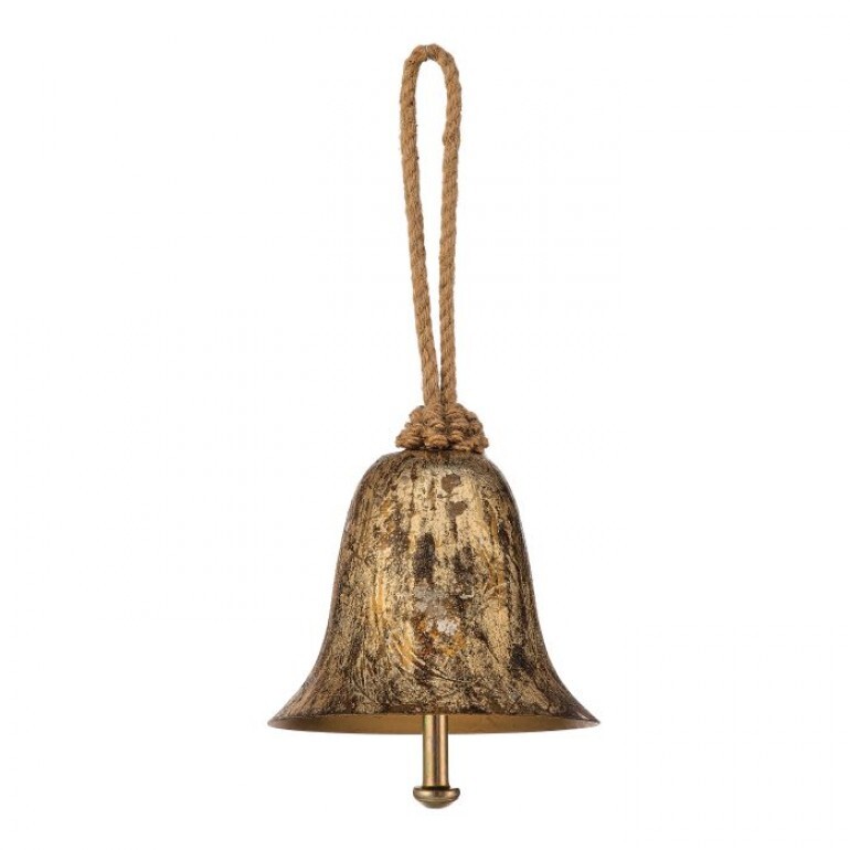 4" IRON ANTIQUE BELL ORNAMENT W/JUTE